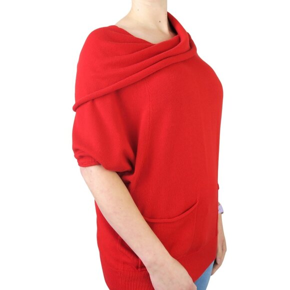 Vince Camuto Red Cowl Neck Sweater – Dolman Sleeves, Pockets, Women’s M - Picture 2 of 7